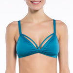 Solid Teal Collection Double Triangle Bikini Top